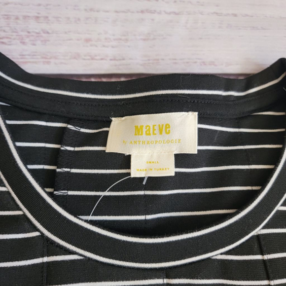 Maeve Anthropologie Black and White Striped Pleated Top Women's Small NWT - Picture 2 of 6